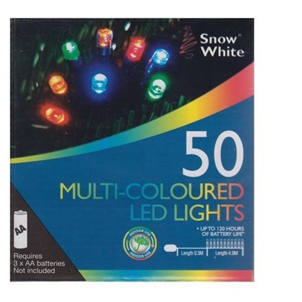 BATTERY OPERATED 50 LED CHRISTMAS LIGHTS - COLOUR