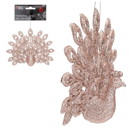 HANGING DECORATION - PEACOCK - ROSE GOLD