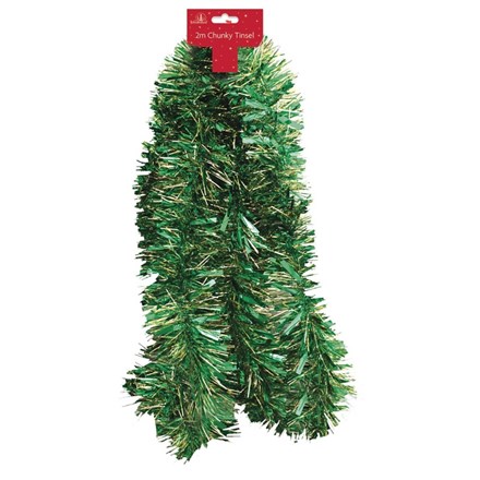 CHUNKY TINSEL - GREEN/GOLD - 2M