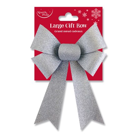 GLITTER BOW SILVER - LARGE