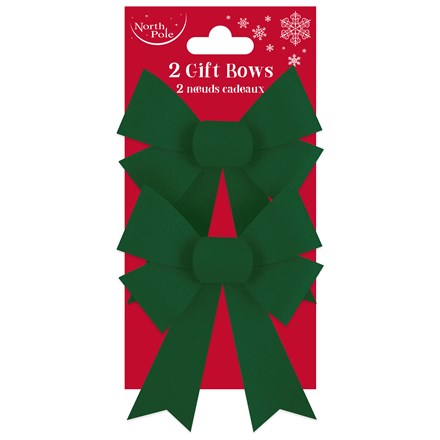 NORTH POLE - GREEN VELVET BOWS - 2 PACK