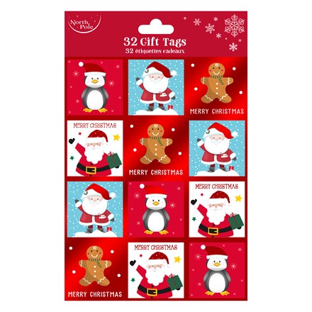 NORTH POLE - ASSORTED XMAS GIFT TAGS - 32 PACK