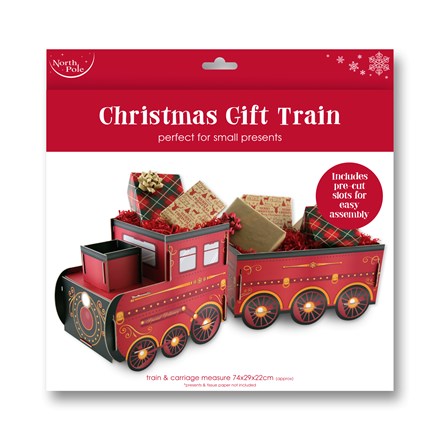 NORTH POLE - CHRISTMAS GIFT TRAIN 74 X 29 X 22CM