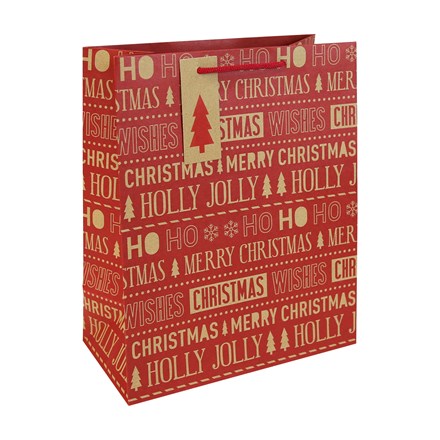 HOLLY JOLLY XMAS PAPER GIFT BAG -  LARGE
