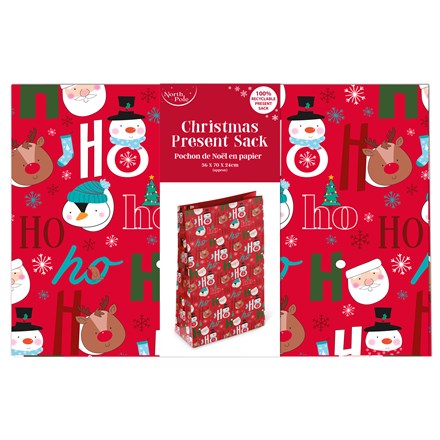 NORTH POLE - HOHO XMAS PRESENT SACK 36 X 70 X 24CM