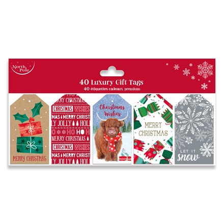 NORTH POLE - LUXURY XMAS GIFT TAGS - 40 PACK