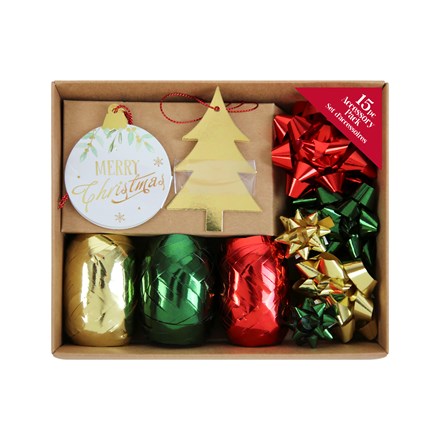 TRADITIONAL TAGS & RIBBON ACCESSORY SET - 15 PACK