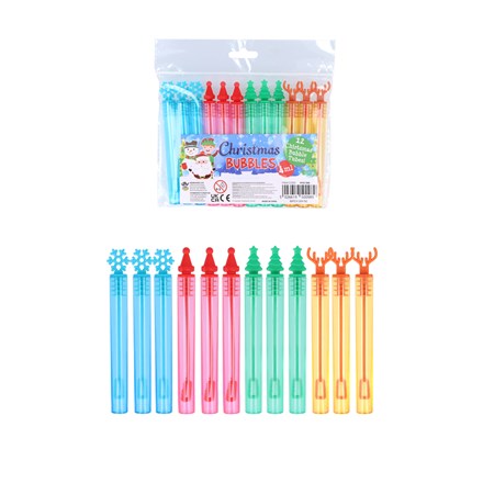 CHRISTMAS BUBBLE TUBES 4ML 10.5CM - 12 PACK