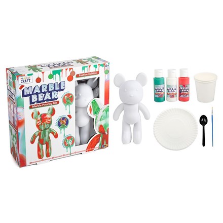 PROJECT CRAFT - FESTIVE MARBLE BEAR PAINT KIT 23CM