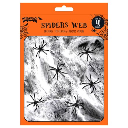 HALLOWEEN SPIDER WEB INC X6 SPIDERS