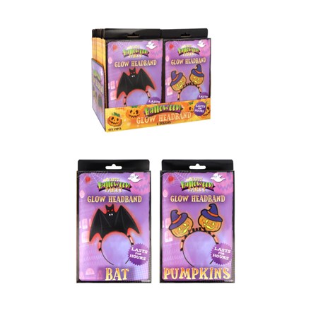 20CM HALLOWEEN GLOW HEADBAND - 5PC SET