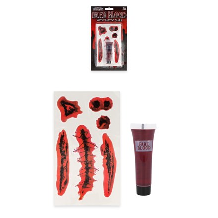 FAKE BLOOD 16ML TUBE WITH TATTOO SCARS 2CM
