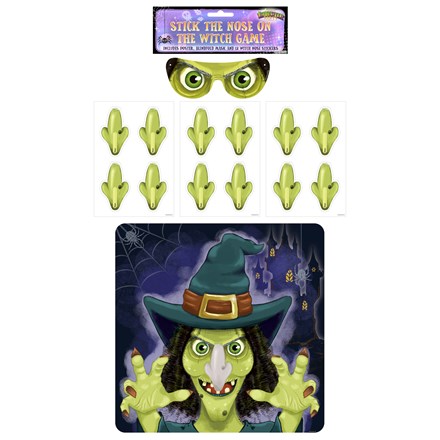 HALLOWEEN GAME STICK THE NOSE ON THE WITCH 14PC