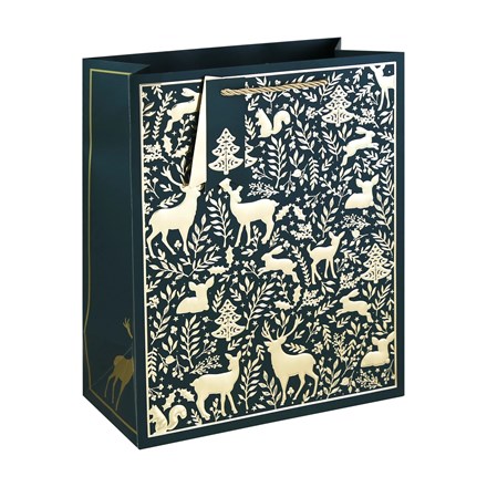 GOLD WOODLAND EMB LARGE GIFT BAG