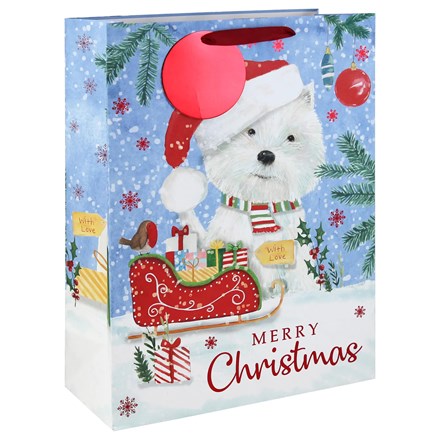 XMAS WESTIE WHITE KRAFT XL BAG