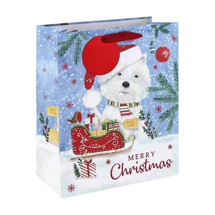 XMAS WESTIE WHITE KRAFT LARGE BAG