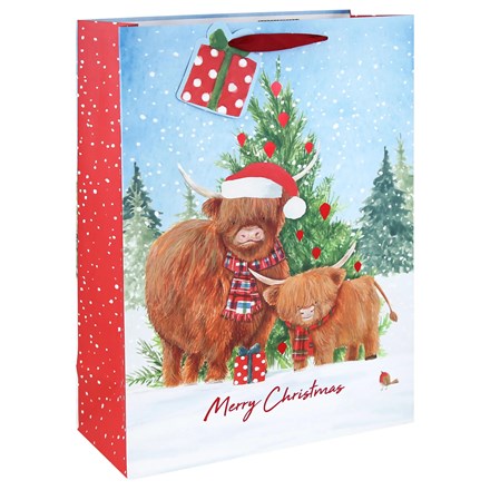 HIGHLAND COW WHITE KRAFT XL BAG