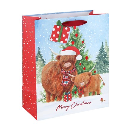 HIGHLAND COW WHITE KRAFT LARGE BAG