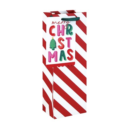 MERRY XMAS CANDY CANE BOTTLE BAG