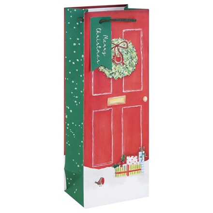 XMAS HOME WHITE KRAFT BOTTLE BAG