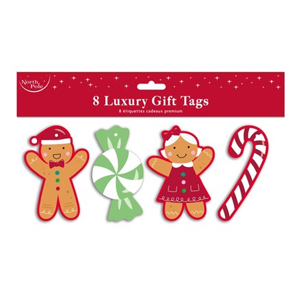 8 PACK GINGERBREAD GIFT TAGS