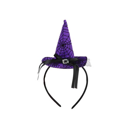HALLOWEEN HEADBAND MINI WITCH HAT PURPLE