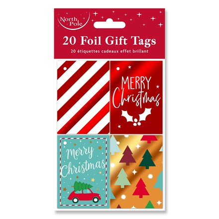 CHRISTMAS FOIL GIFT TAGS 20 PACK