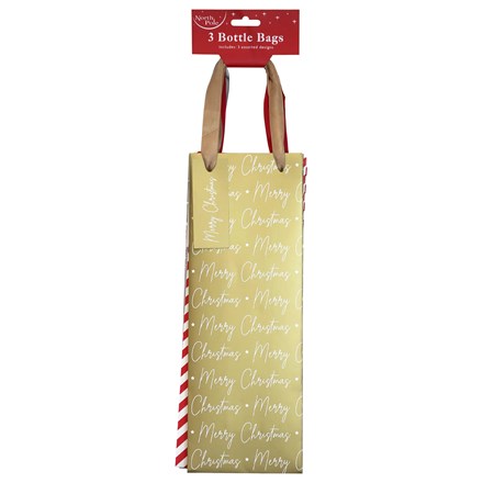 CHRISTMAS 3 PACK BOTTLE GIFT BAGS