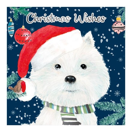 CHRISTMAS WESTIE WHITE KRAFT CARD 12 PACK