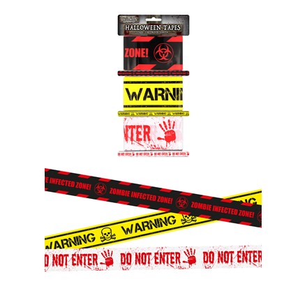 HALLOWEEN WARNING TAPE 3M X 7CM - 3 ASSORTED