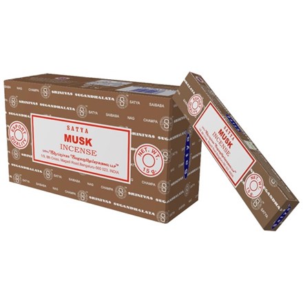 SATYA - MUSK INCENSE STICKS - 15G X 12 PACK