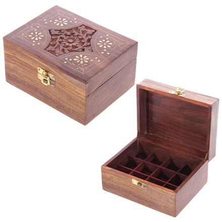 SHEESHAM WOOD ESSENTIAL OIL BOX - FOR 12 BOTTLES