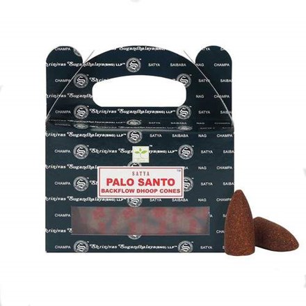 SATYA BACKFLOW DHOOP CONES - PALO SANTO - 6X24PK