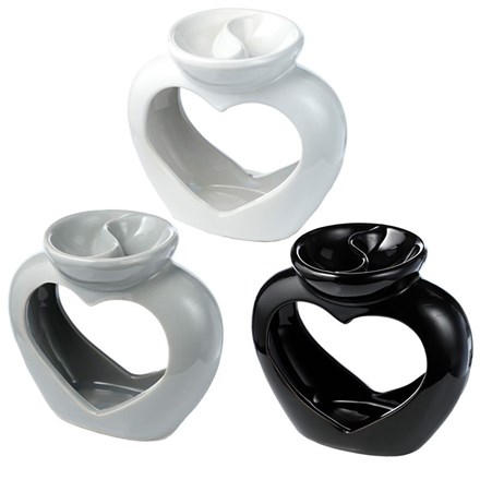 EDEN - HEART SHAPED DOUBLE DISH OIL BURNER -3ASST