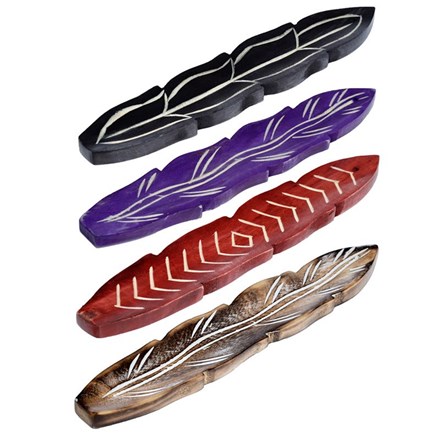 MANGO WOOD FEATHER SHAPED ASHCATCHER - 4ASST