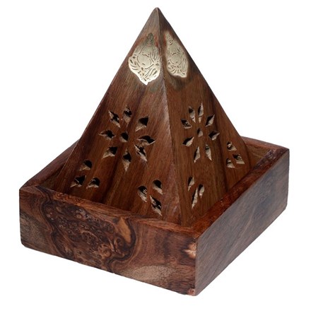 SHEESHAM WOOD PYRAMID INCENSE CONE BURNER