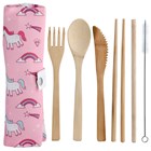 100% NATURAL BAMBOO CUTLERY 6 PIECE SET - UNICORN