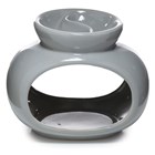OVAL CERAMIC DOUBLE DISH OIL BURNER- GREY