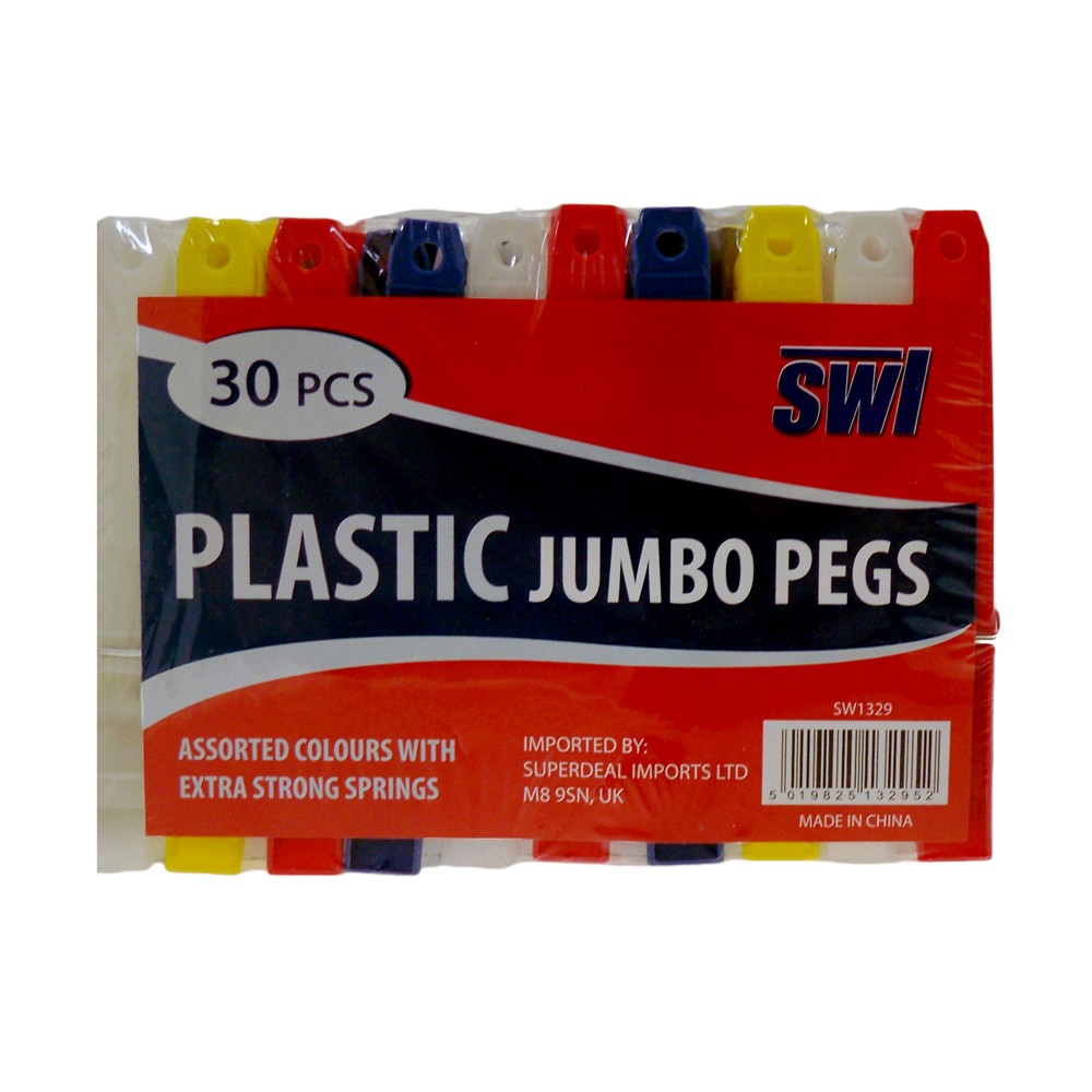 SWL JUMBO CLOTHES PEGS BLOCK 30 PACK