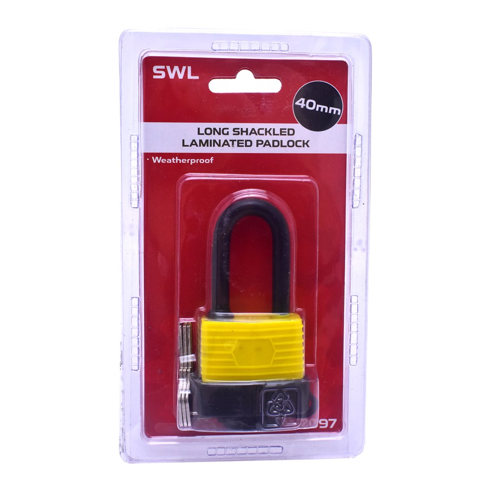 SWL LONG SHACKLE LAMINATED PADLOCK 40MM