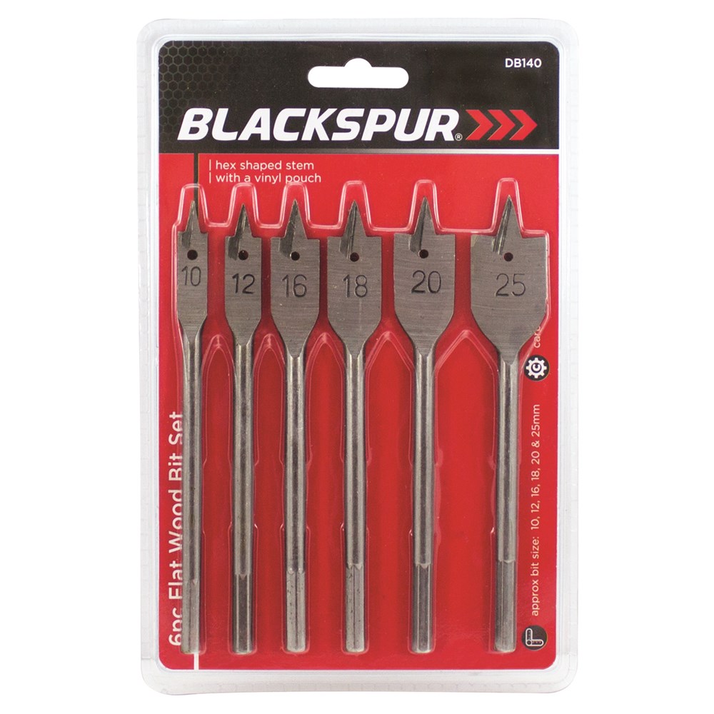 BLACKSPUR FLAT WOOD BIT SET 6PC blackspur-flat-wood-bit-set-6pc