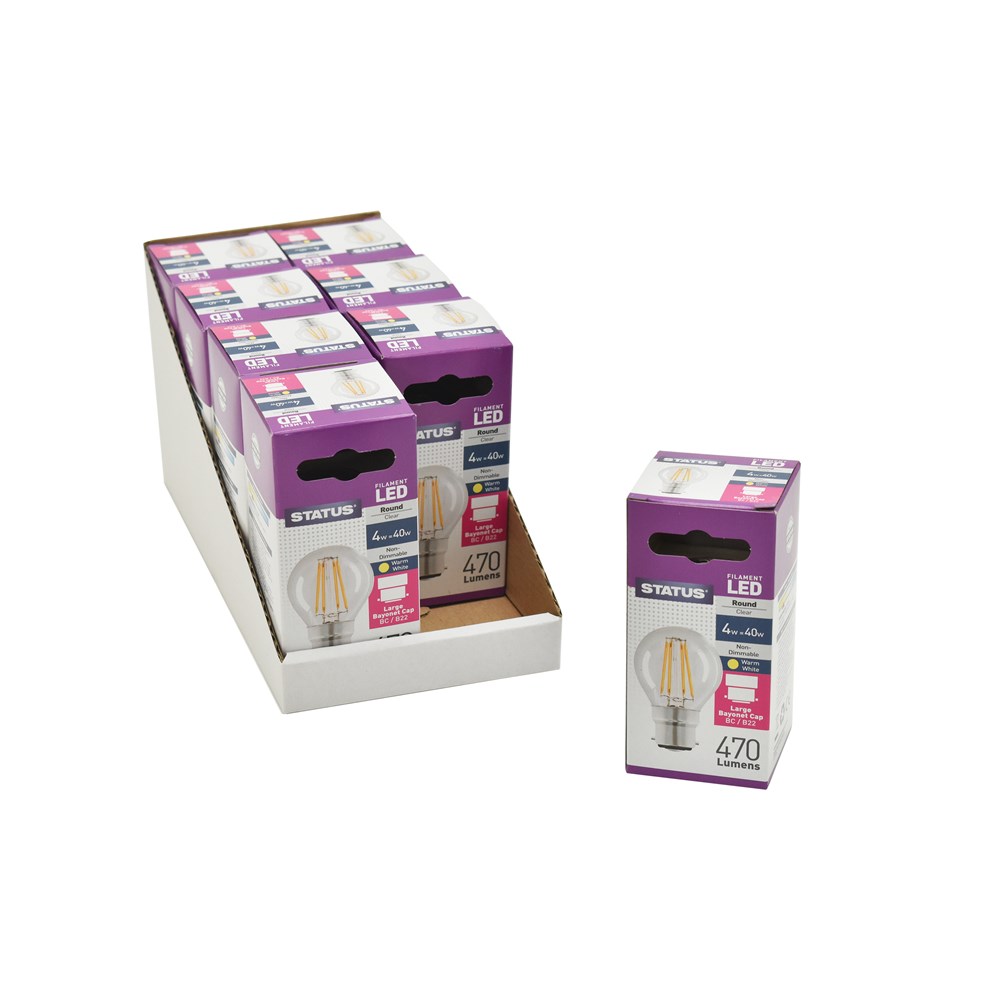 STATUS FILAMENT BULB B22 ROUND WARM WHITE4W/40W
