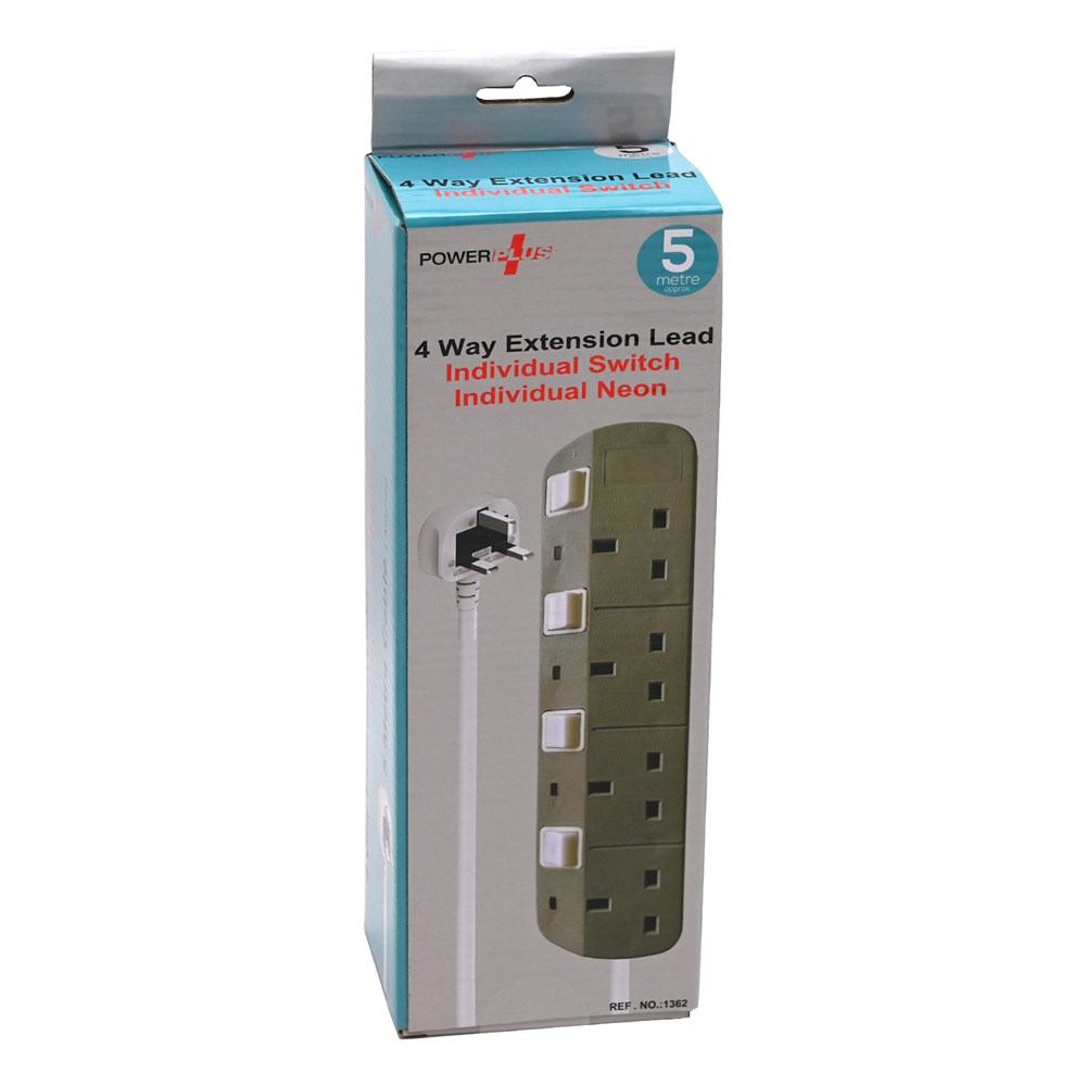 POWERPLUS 4 WAY 5M SWITCHED EXTENSION LEAD