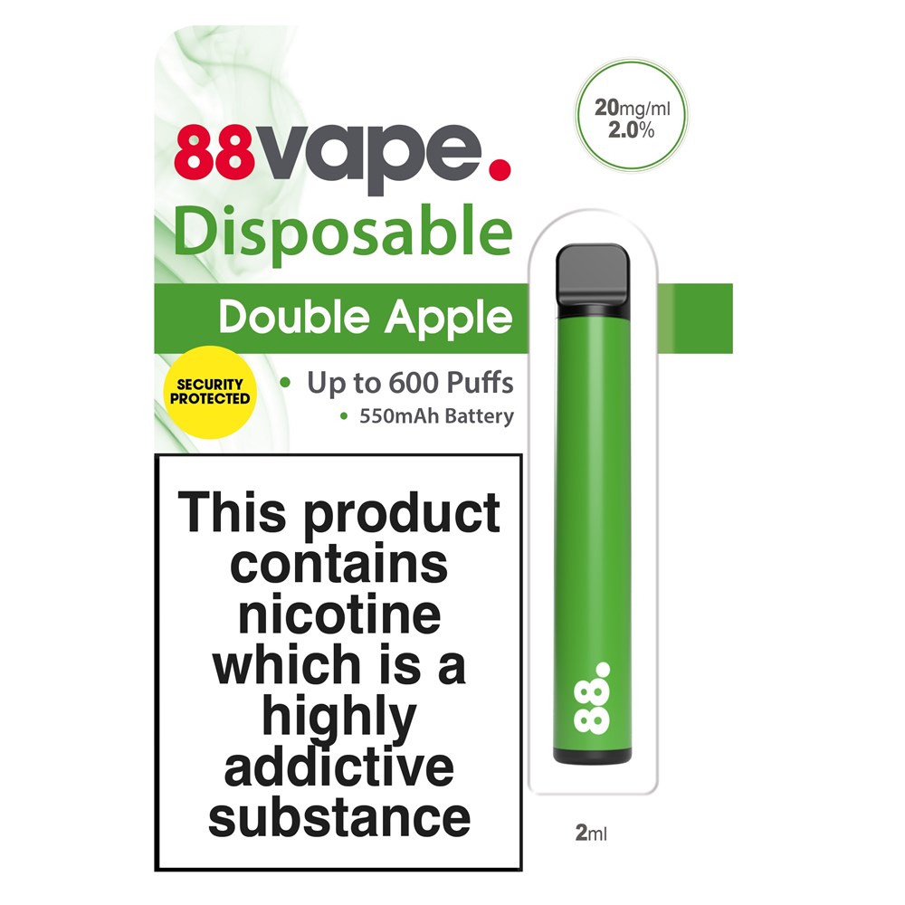 88 VAPE DISPOSABLE VAPE PEN 600 PUFF DOUBLE APPLE