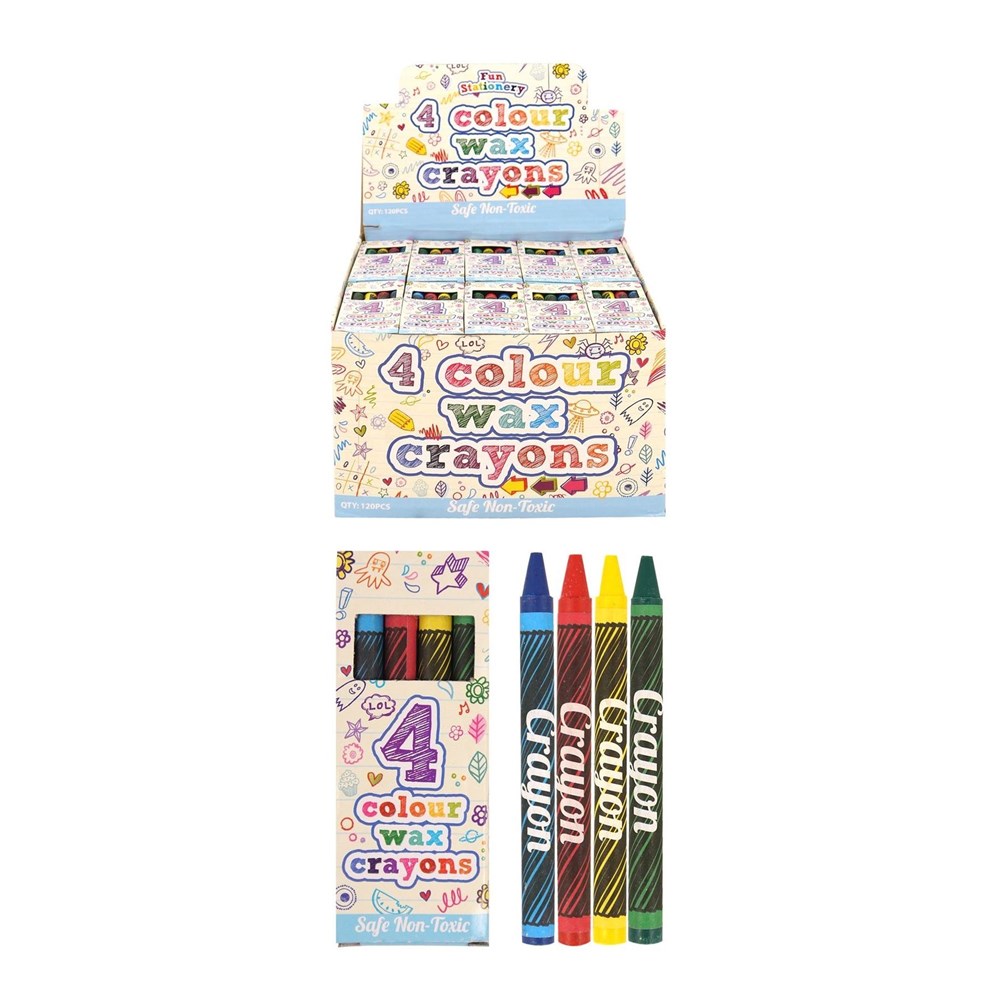 COLOUR WAX CRAYONS 4 PACK
