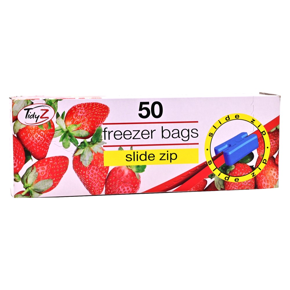 TIDYZ FREEZER BAGS SLIDE ZIP 50 PACK