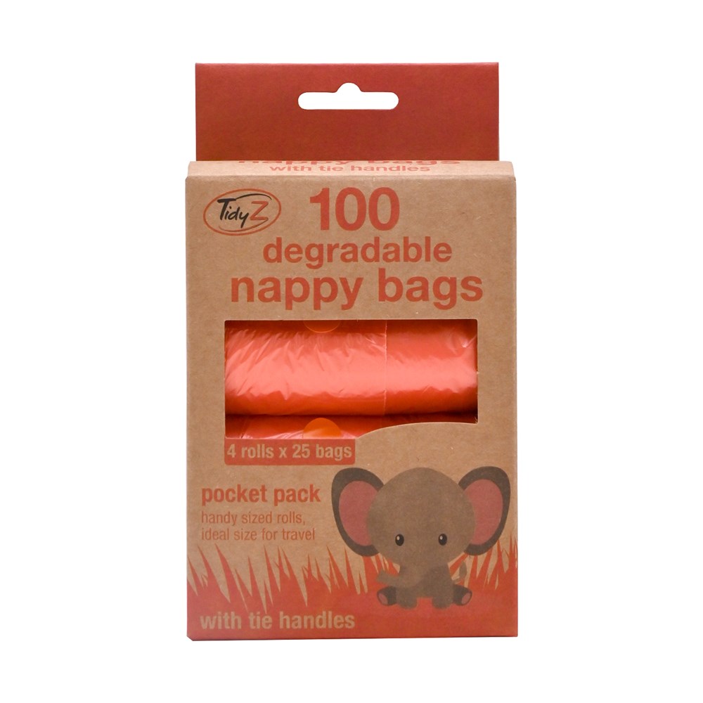 TIDYZ DEGRADABLE NAPPY BAGS 100PACK