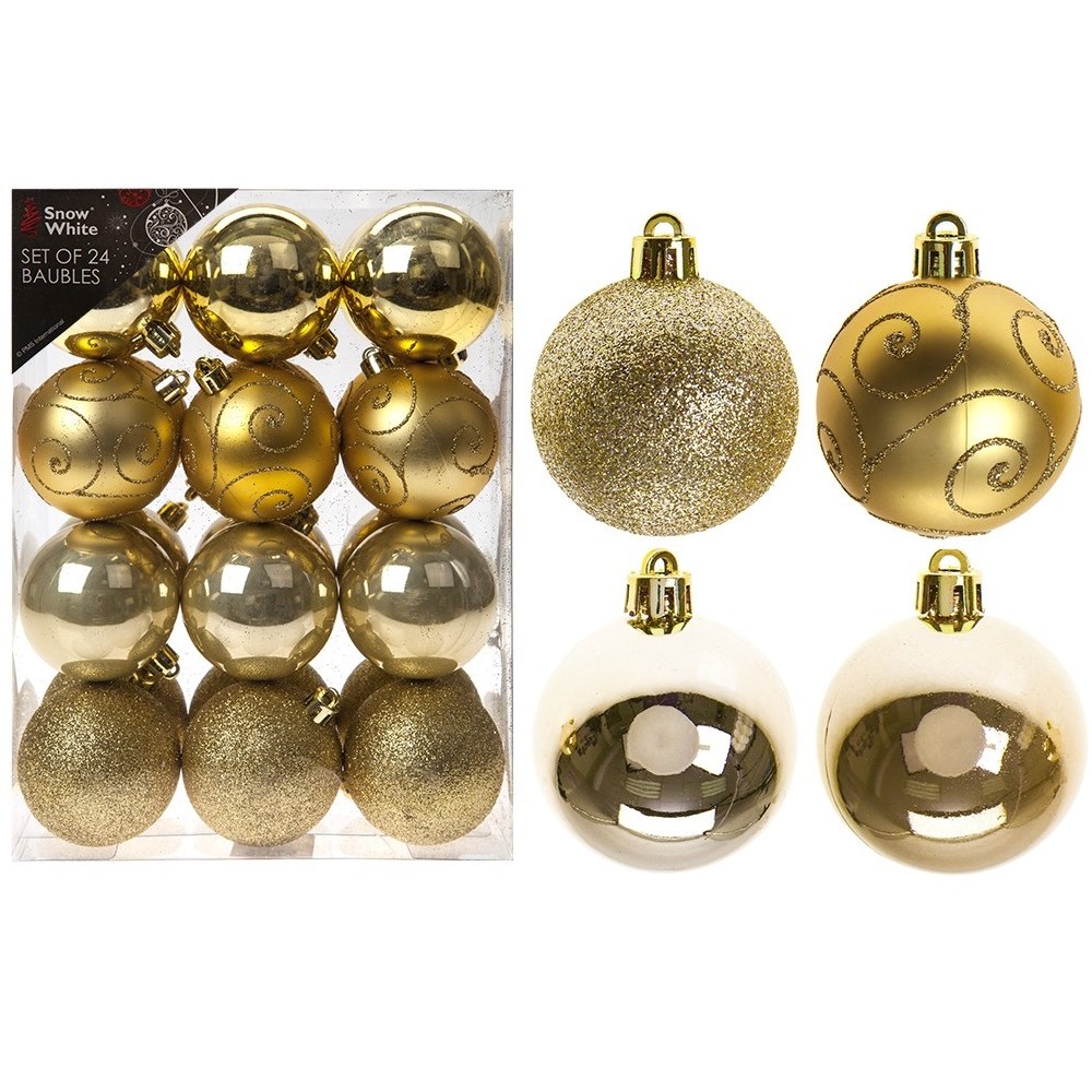 24PC CHRISTMAS BAUBLES  GOLD