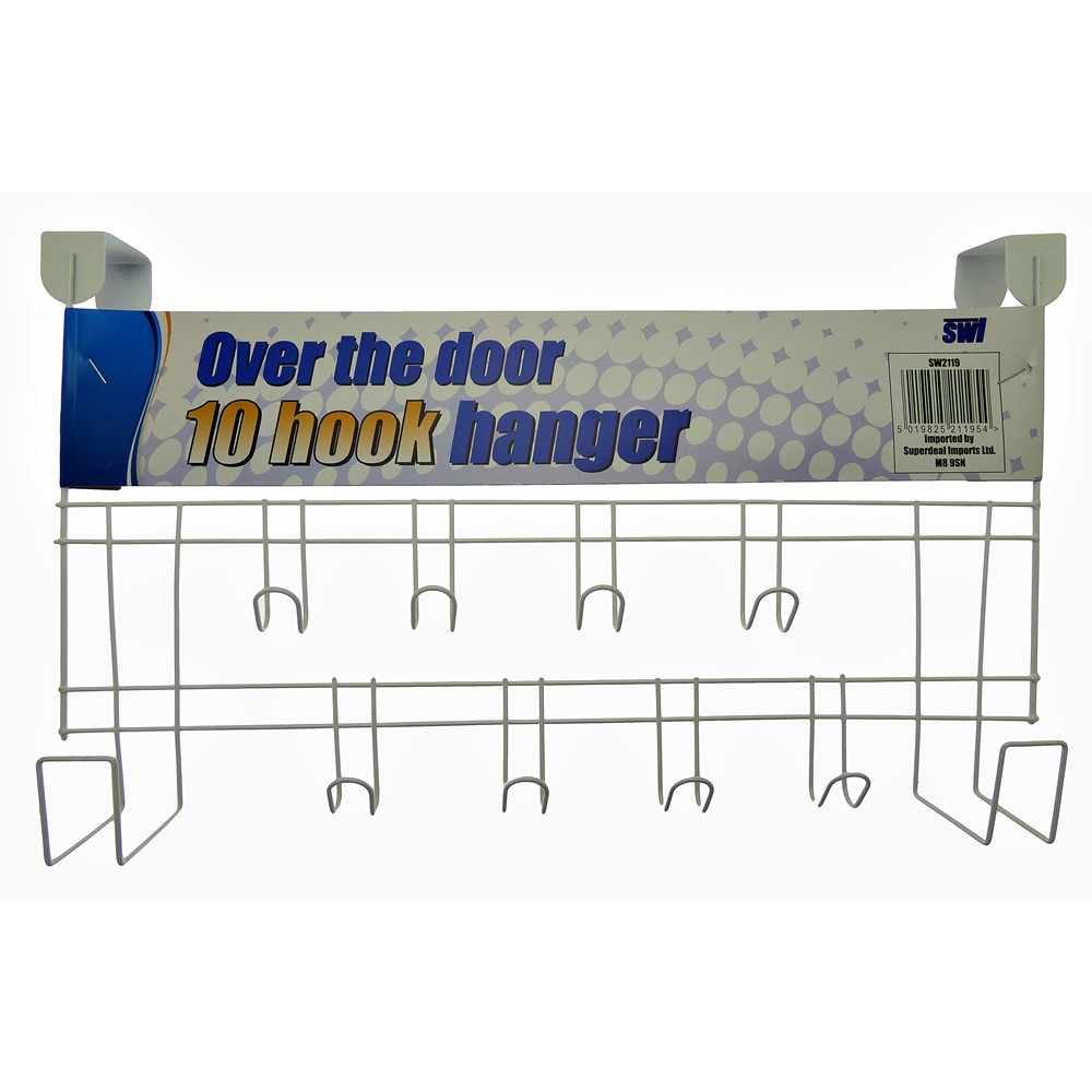 SWL WHITE OVER THE DOOR HANGER 10 HOOKS