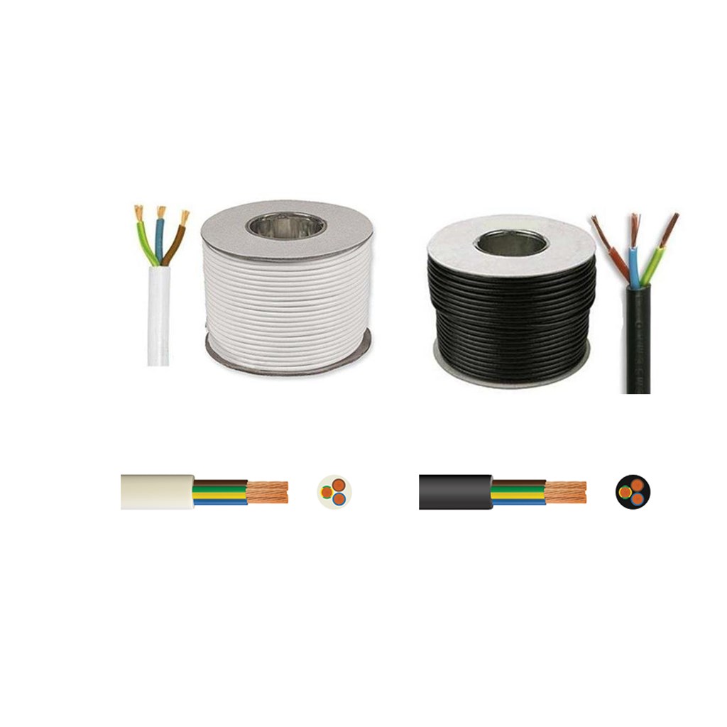 Round Mains Cable 3183Y 3-Core 10A White 1.0mm� x 50m